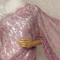 Dusty Rose Pink Premium French Chantilly Saree Lace with Stone Work 5.5 Mtrs Length, Width 110 Cms and Made in France-D27159