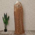 Brown Premium French Chantilly Saree Lace with Stone Work 5.5 Mtrs Length, Width 110 Cms and Made in France-D27156