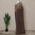 Wine Purple Premium French Chantilly Saree Lace with Stone Work 5.5 Mtrs Length, Width 110 Cms and Made in France-D27157