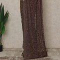 Wine Purple Premium French Chantilly Saree Lace with Stone Work 5.5 Mtrs Length, Width 110 Cms and Made in France-D27157