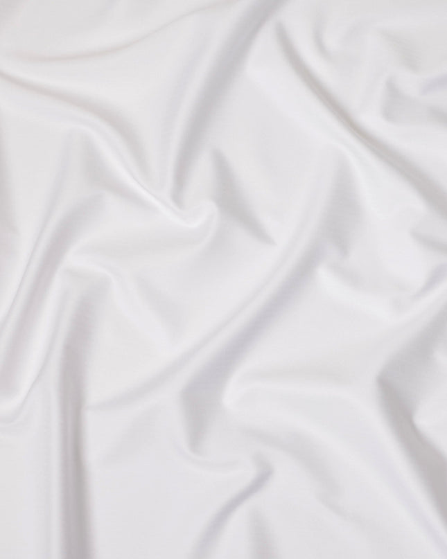 White Herringbone Textured Premium Italian Cotton Shirting Fabric, Solid Woven Design, 150 Cms, Italy-D27057