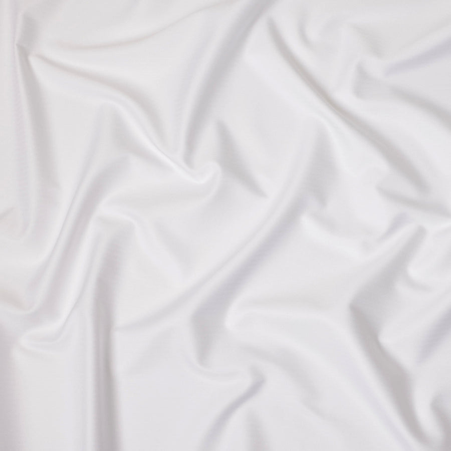 White Herringbone Textured Premium Italian Cotton Shirting Fabric, Solid Woven Design, 150 Cms, Italy-D27057