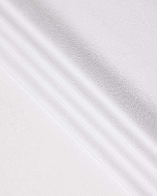 White Herringbone Textured Premium Italian Cotton Shirting Fabric, Solid Woven Design, 150 Cms, Italy-D27057