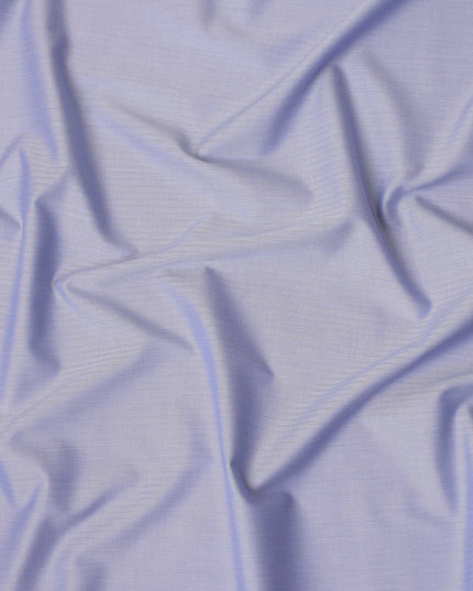 Lavender Blue Herringbone Textured Premium Italian Cotton Shirting Fabric, Solid Woven Design, 150 Cms, Italy-D27058