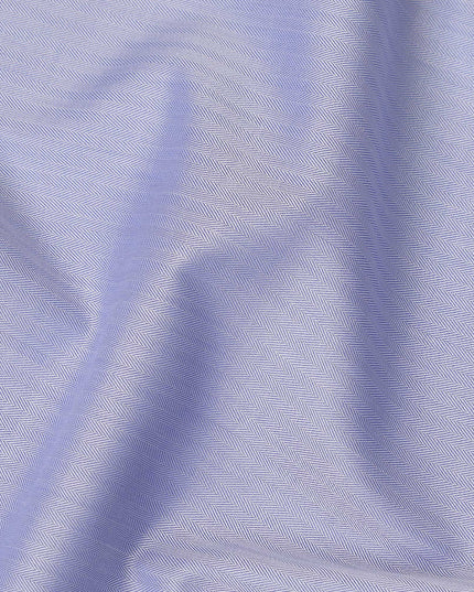 Lavender Blue Herringbone Textured Premium Italian Cotton Shirting Fabric, Solid Woven Design, 150 Cms, Italy-D27058