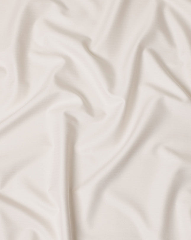 Ivory Cream Herringbone Textured Premium Italian Cotton Shirting Fabric, Solid Woven Design, 150 Cms, Italy-D27056