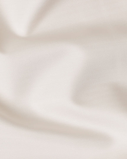 Ivory Cream Herringbone Textured Premium Italian Cotton Shirting Fabric, Solid Woven Design, 150 Cms, Italy-D27056