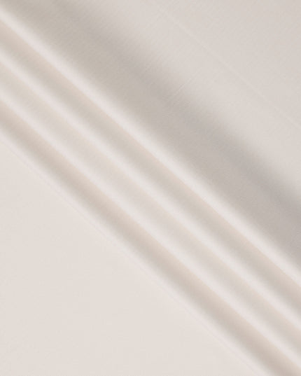 Ivory Cream Herringbone Textured Premium Italian Cotton Shirting Fabric, Solid Woven Design, 150 Cms, Italy-D27056
