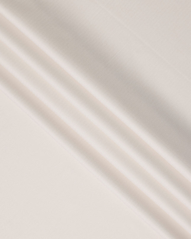 Ivory Cream Herringbone Textured Premium Italian Cotton Shirting Fabric, Solid Woven Design, 150 Cms, Italy-D27056