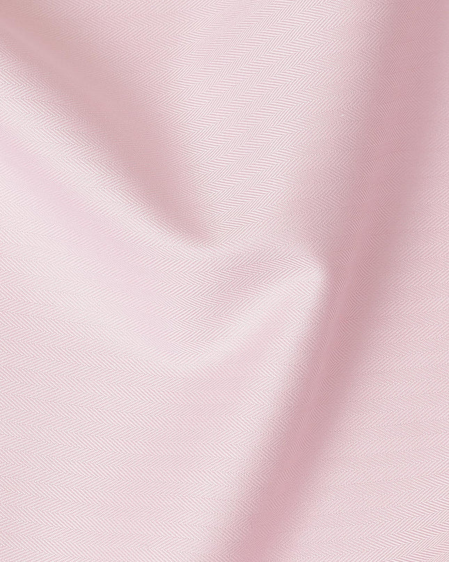 Soft Blush Pink Herringbone Texture Premium Italian Cotton Shirting Fabric, Elegant Woven Pattern, 150 Cms Width, Italy-D27055