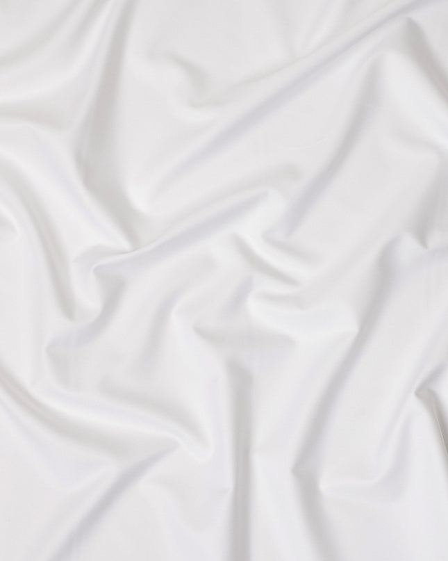 Bright White Solid Plain Premium Italian Cotton Shirting Fabric, Smooth Finish, 150 Cms Width, Italy-D27043