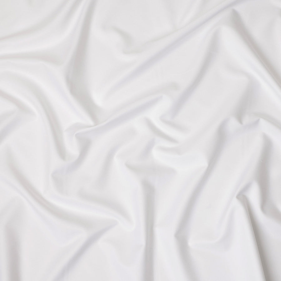 Bright White Solid Plain Premium Italian Cotton Shirting Fabric, Smooth Finish, 150 Cms Width, Italy-D27043