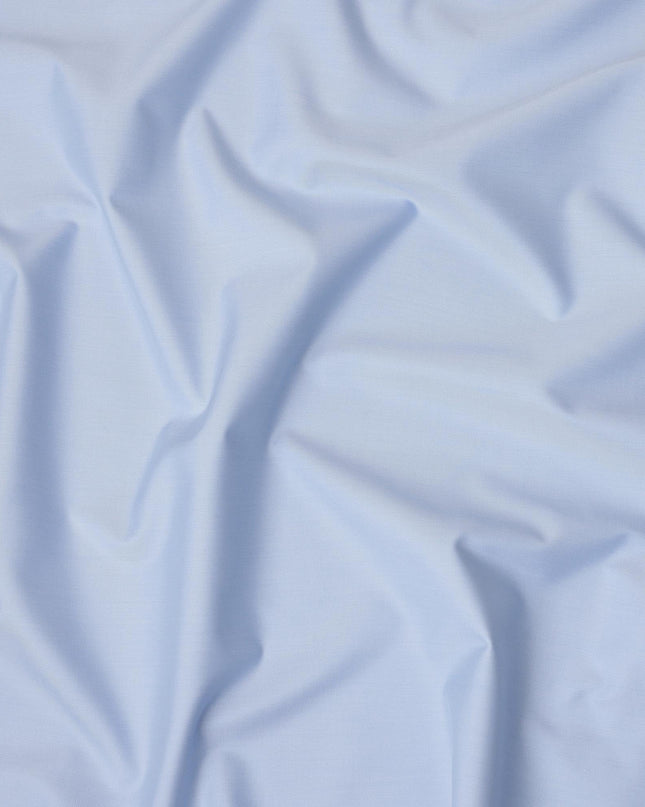 Powder Blue Solid Plain Premium Italian Cotton Shirting Fabric, Smooth Finish, 150 Cms Width, Italy-D27039