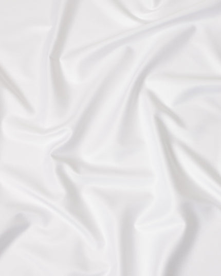 Pure White Fine Texture Premium Italian Cotton Shirting Fabric, Subtle Ribbed Weave, 150 Cms Width, Italy-D27053