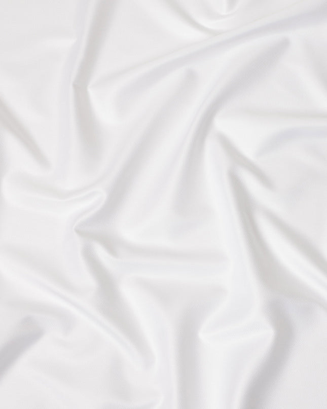 Pure White Fine Texture Premium Italian Cotton Shirting Fabric, Subtle Ribbed Weave, 150 Cms Width, Italy-D27053