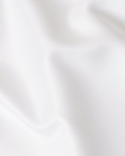 Pure White Fine Texture Premium Italian Cotton Shirting Fabric, Subtle Ribbed Weave, 150 Cms Width, Italy-D27053