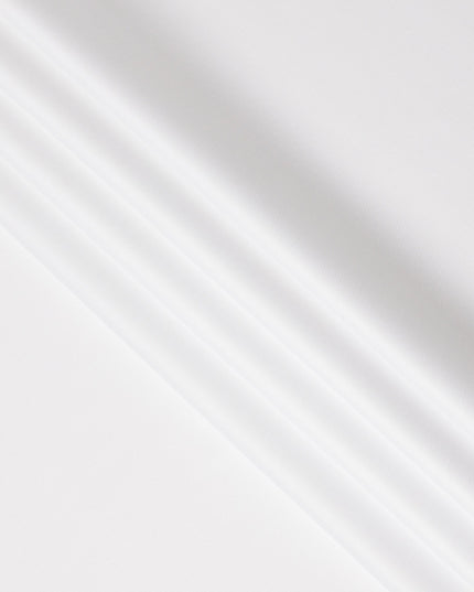 Pure White Fine Texture Premium Italian Cotton Shirting Fabric, Subtle Ribbed Weave, 150 Cms Width, Italy-D27053