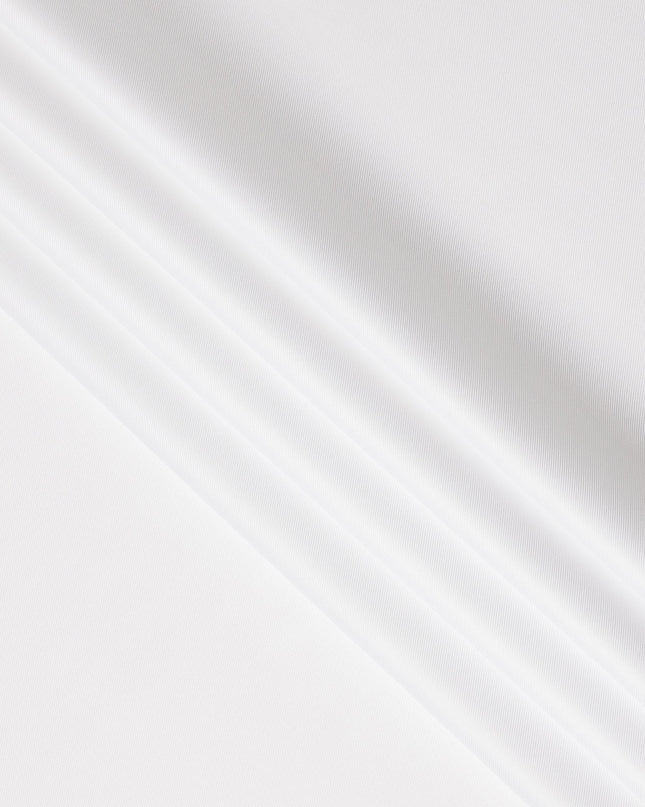 Pure White Fine Texture Premium Italian Cotton Shirting Fabric, Subtle Ribbed Weave, 150 Cms Width, Italy-D27053