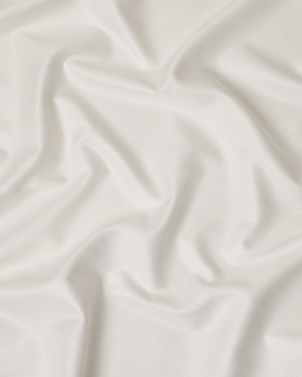 Ivory White Fine Texture Premium Italian Cotton Shirting Fabric, Subtle Ribbed Weave, 150 Cms Width, Italy-D27045