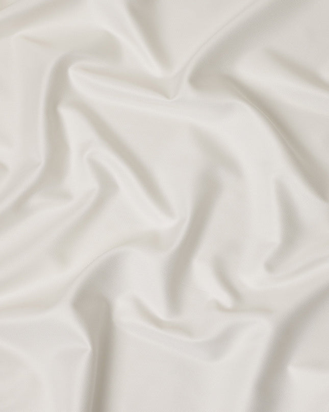 Ivory White Fine Texture Premium Italian Cotton Shirting Fabric, Subtle Ribbed Weave, 150 Cms Width, Italy-D27045