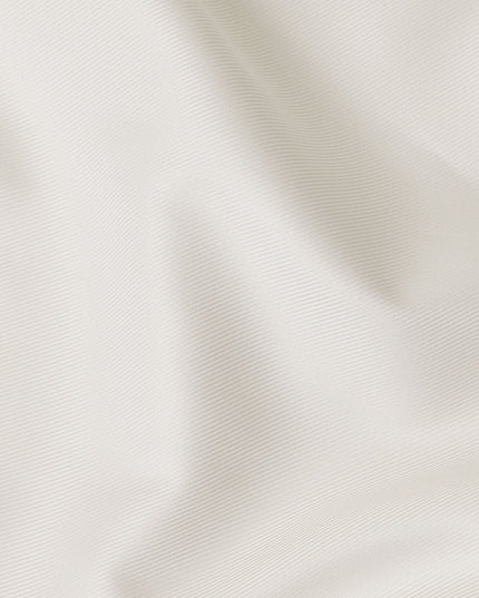 Ivory White Fine Texture Premium Italian Cotton Shirting Fabric, Subtle Ribbed Weave, 150 Cms Width, Italy-D27045