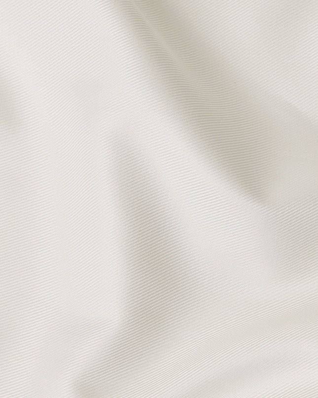 Ivory White Fine Texture Premium Italian Cotton Shirting Fabric, Subtle Ribbed Weave, 150 Cms Width, Italy-D27045