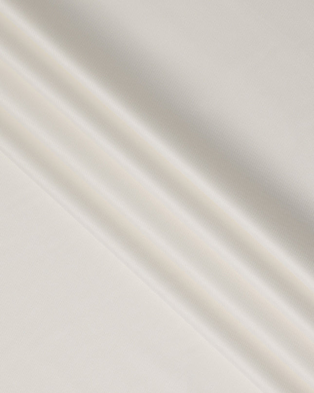 Ivory White Fine Texture Premium Italian Cotton Shirting Fabric, Subtle Ribbed Weave, 150 Cms Width, Italy-D27045