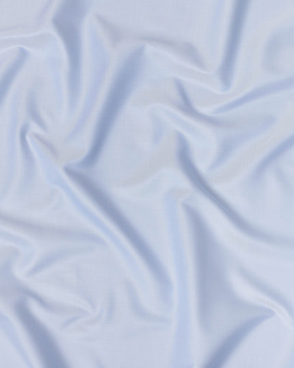 Light Blue Fine Texture Premium Italian Cotton Shirting Fabric, Subtle Ribbed Weave, 150 Cms Width, Italy-D27054