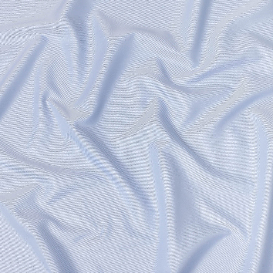 Light Blue Fine Texture Premium Italian Cotton Shirting Fabric, Subtle Ribbed Weave, 150 Cms Width, Italy-D27054