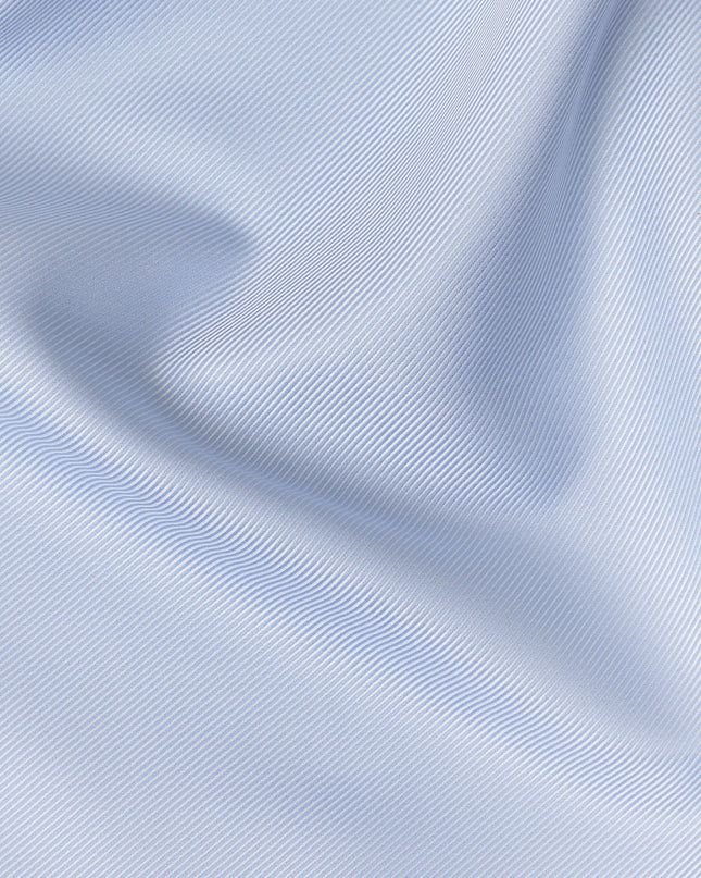 Light Blue Fine Texture Premium Italian Cotton Shirting Fabric, Subtle Ribbed Weave, 150 Cms Width, Italy-D27054