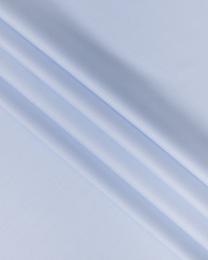 Light Blue Fine Texture Premium Italian Cotton Shirting Fabric, Subtle Ribbed Weave, 150 Cms Width, Italy-D27054