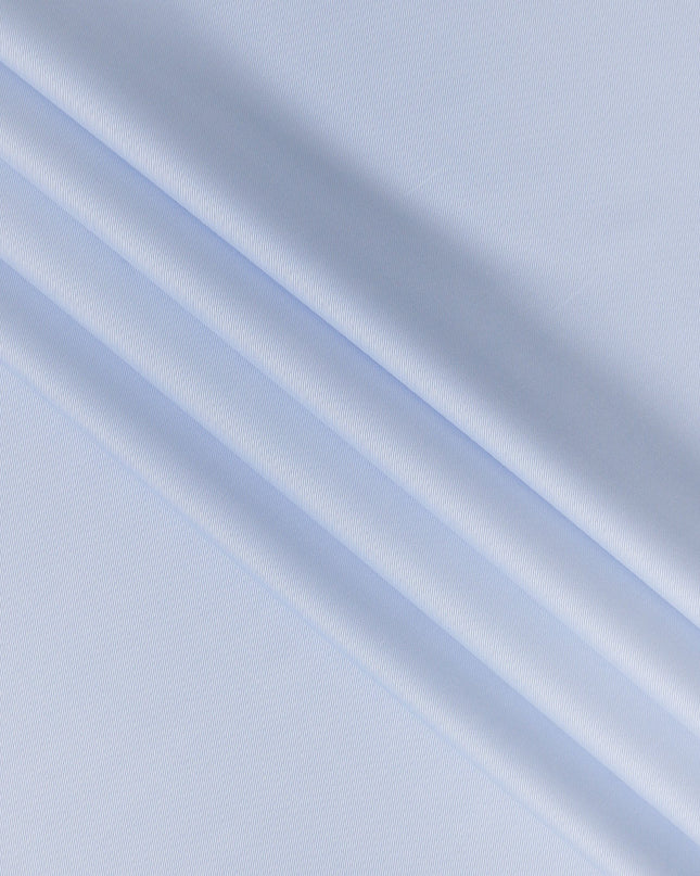 Light Blue Fine Texture Premium Italian Cotton Shirting Fabric, Subtle Ribbed Weave, 150 Cms Width, Italy-D27054