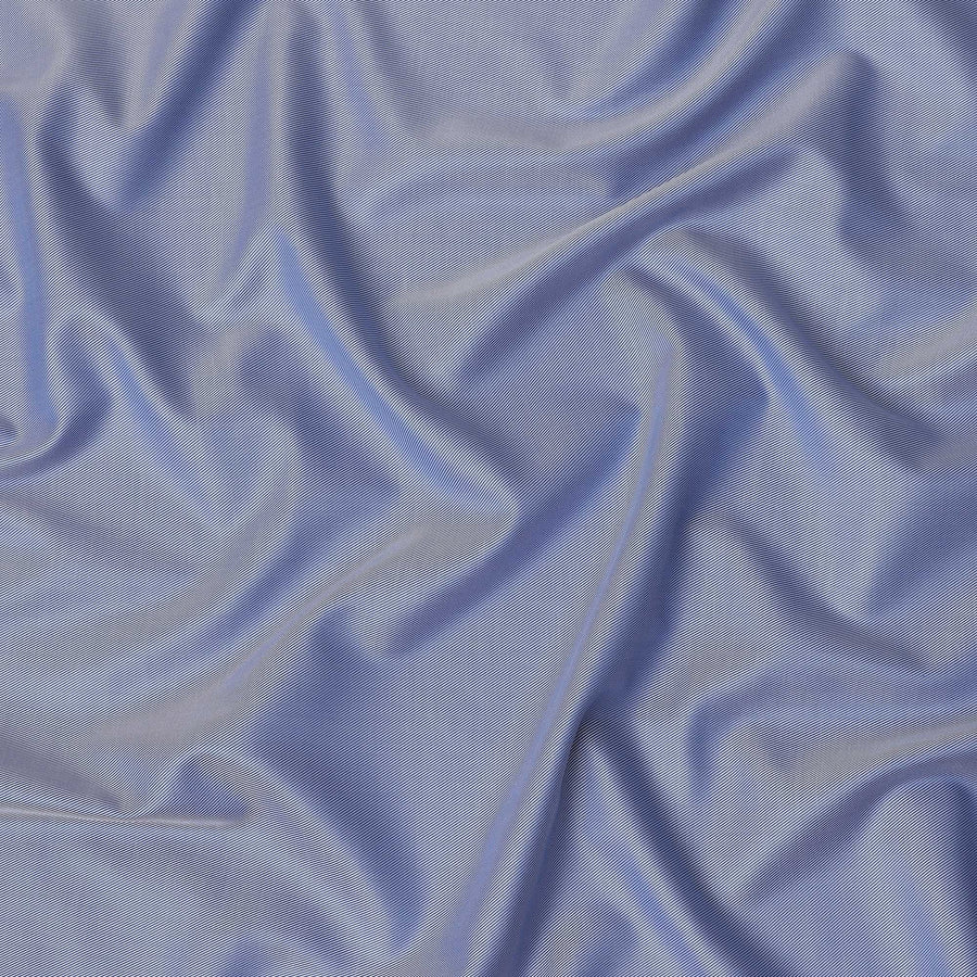 Royal Blue Micro Stripe Premium Italian Cotton Shirting Fabric, Fine Ribbed Texture, 150 Cms Width, Italy-D27050