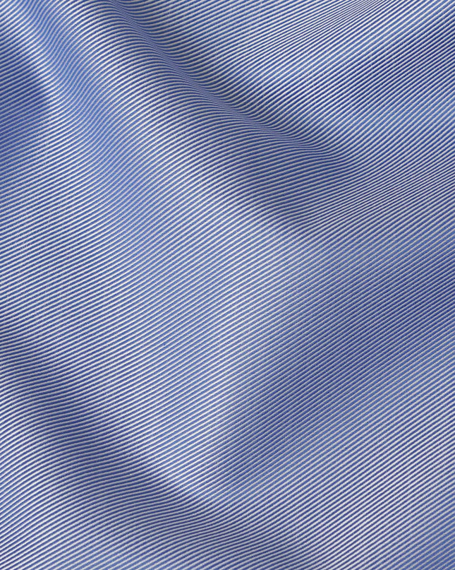 Royal Blue Micro Stripe Premium Italian Cotton Shirting Fabric, Fine Ribbed Texture, 150 Cms Width, Italy-D27050