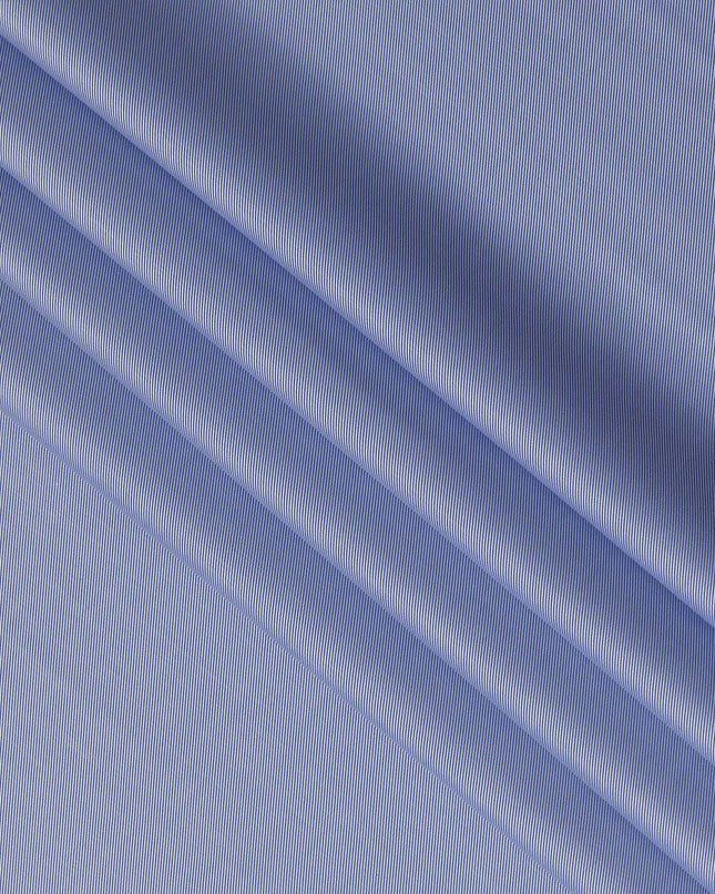 Royal Blue Micro Stripe Premium Italian Cotton Shirting Fabric, Fine Ribbed Texture, 150 Cms Width, Italy-D27050
