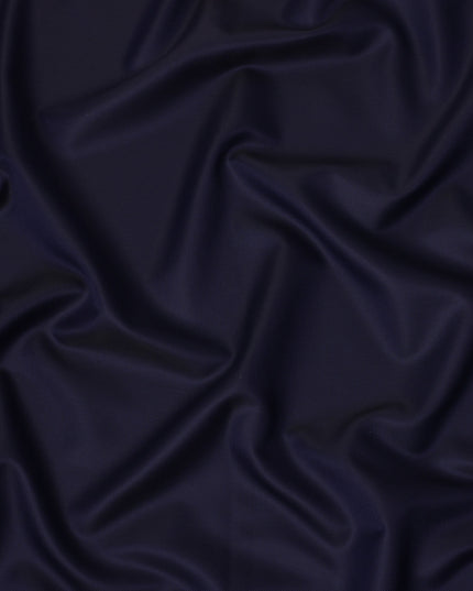 Navy Blue Fine Texture Premium Italian Cotton Shirting Fabric, Subtle Ribbed Weave, 150 Cms Width, Italy-D27046