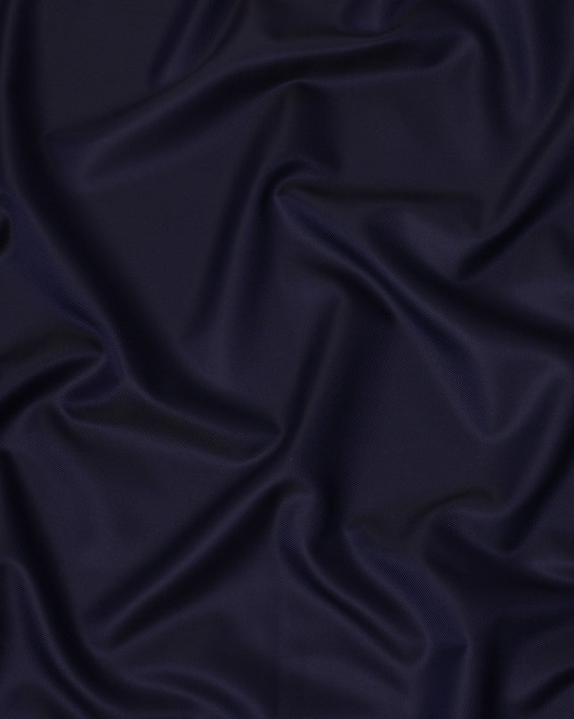 Navy Blue Fine Texture Premium Italian Cotton Shirting Fabric, Subtle Ribbed Weave, 150 Cms Width, Italy-D27046