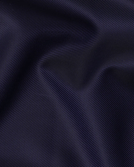 Navy Blue Fine Texture Premium Italian Cotton Shirting Fabric, Subtle Ribbed Weave, 150 Cms Width, Italy-D27046