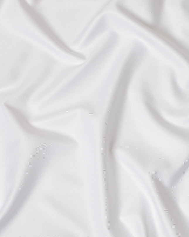 Pure White Herringbone Textured Solid Premium Italian Cotton Shirting Fabric, 150 Cms, Italy-D27060