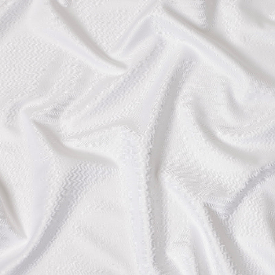 Pure White Herringbone Textured Solid Premium Italian Cotton Shirting Fabric, 150 Cms, Italy-D27060