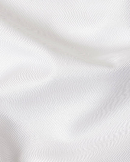 Pure White Herringbone Textured Solid Premium Italian Cotton Shirting Fabric, 150 Cms, Italy-D27060