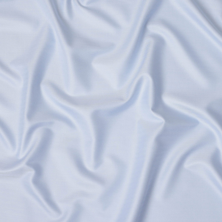 Powder Blue Herringbone Textured Solid Premium Italian Cotton Shirting Fabric, 150 Cms, Italy-D27062