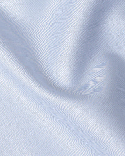 Powder Blue Herringbone Textured Solid Premium Italian Cotton Shirting Fabric, 150 Cms, Italy-D27062