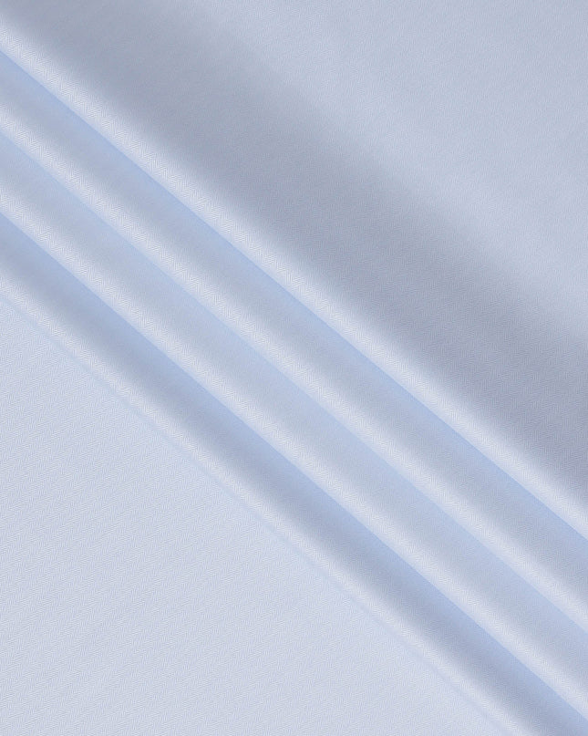 Powder Blue Herringbone Textured Solid Premium Italian Cotton Shirting Fabric, 150 Cms, Italy-D27062