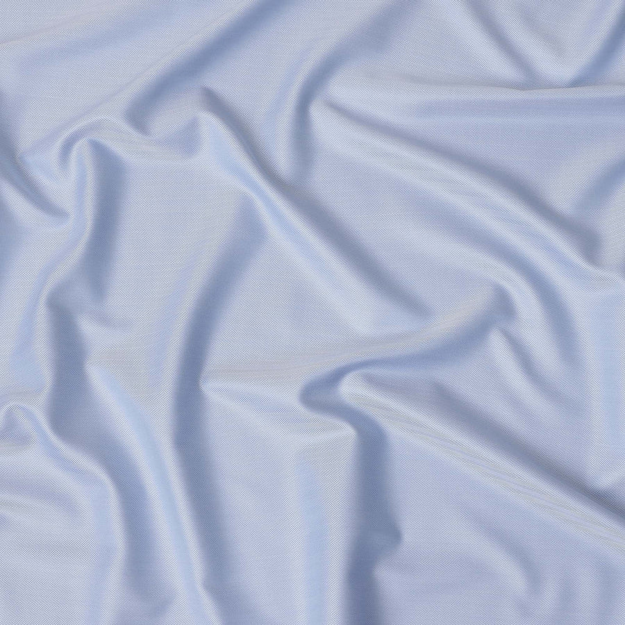 Light Blue Herringbone Textured Solid Premium Italian Cotton Shirting Fabric 150 Cms Italy-D27063