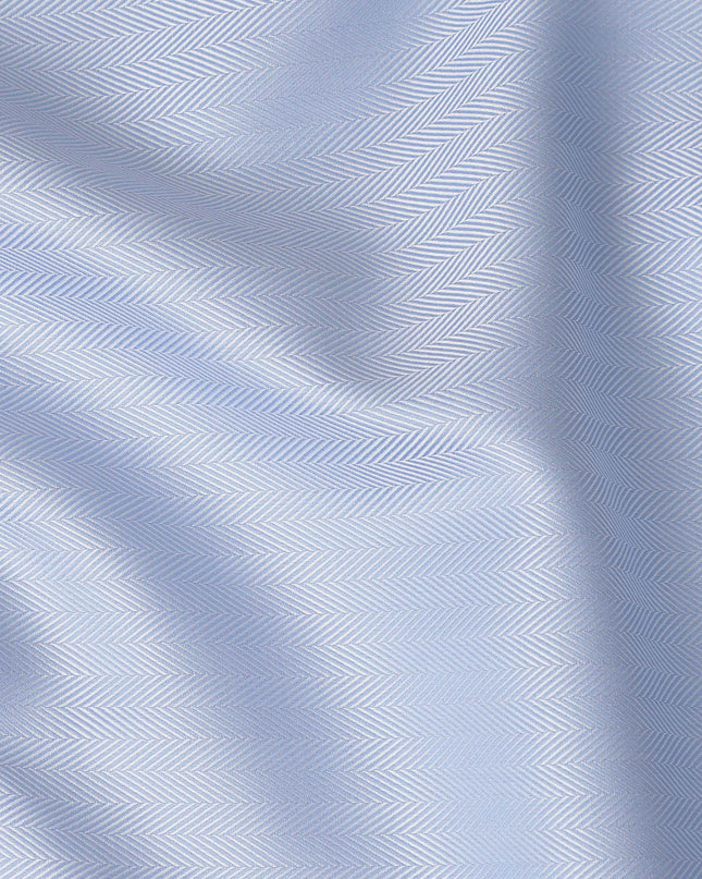 Light Blue Herringbone Textured Solid Premium Italian Cotton Shirting Fabric 150 Cms Italy-D27063
