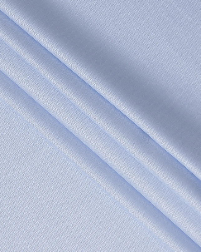 Light Blue Herringbone Textured Solid Premium Italian Cotton Shirting Fabric 150 Cms Italy-D27063