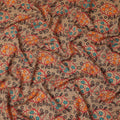Beige Multicolor Floral Paisley Printed Viscose Fabric Raw Silk Finish Premium Dress Material 110 Cms India-D27338 Regal Fabrics