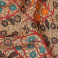 Beige Multicolor Floral Paisley Printed Viscose Fabric Raw Silk Finish Premium Dress Material 110 Cms India-D27338 Regal Fabrics