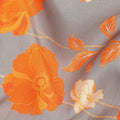 Grey Orange Floral Printed Viscose Fabric Raw Silk Finish Elegant Soft Dress Material 110 Cms India-D27331